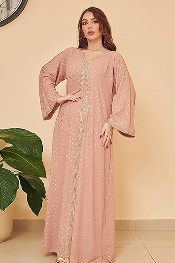 FPOVFPO Women's Muslim Abaya One-Piece V Neck