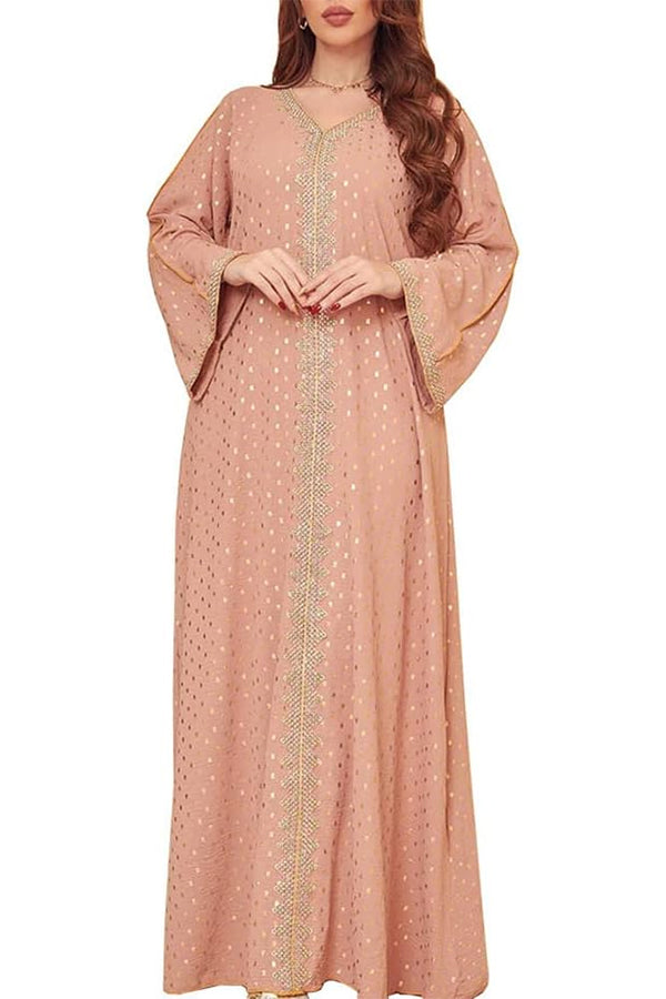 FPOVFPO Women's Muslim Abaya One-Piece V Neck