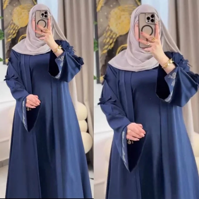 Elegant Premium Crepe Abaya with Embellished Sleeves