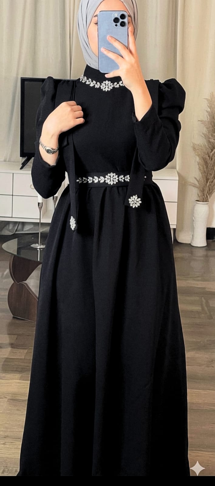 Hand-Embellished Crystal Abaya