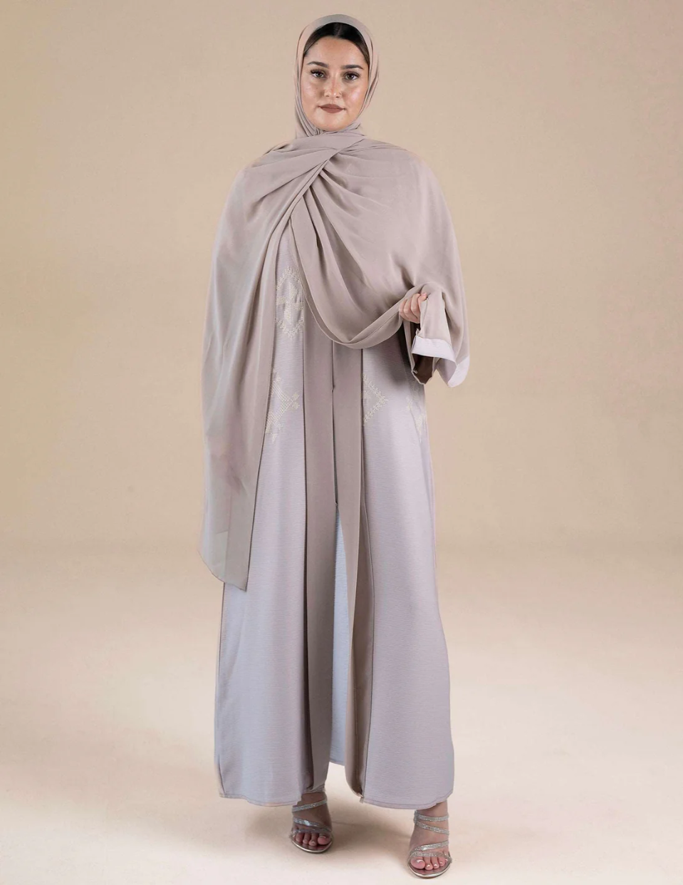 Beige Open Fair isle Inspired 'Seher' Abaya