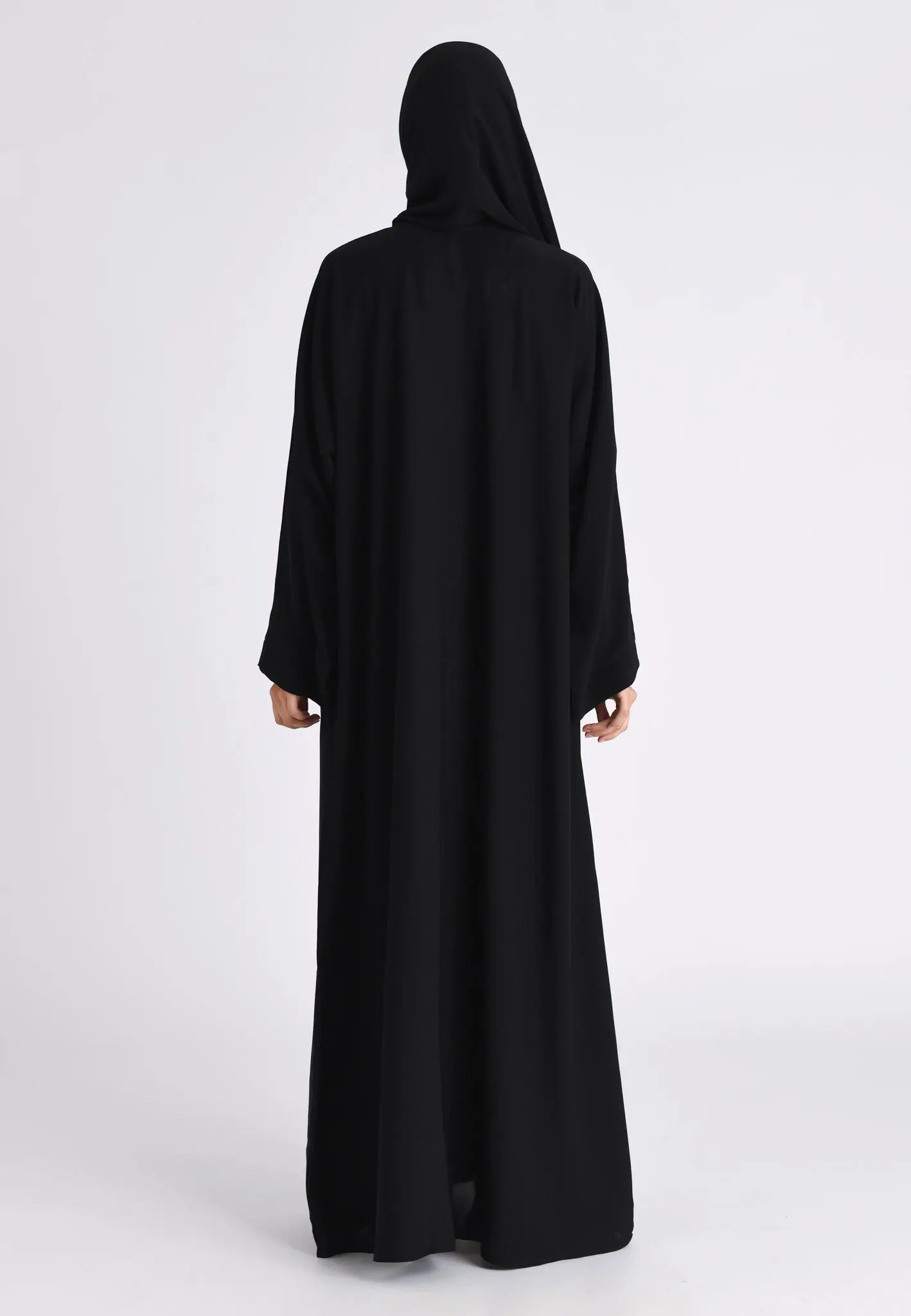 Plain Black Open Abaya (Premium)