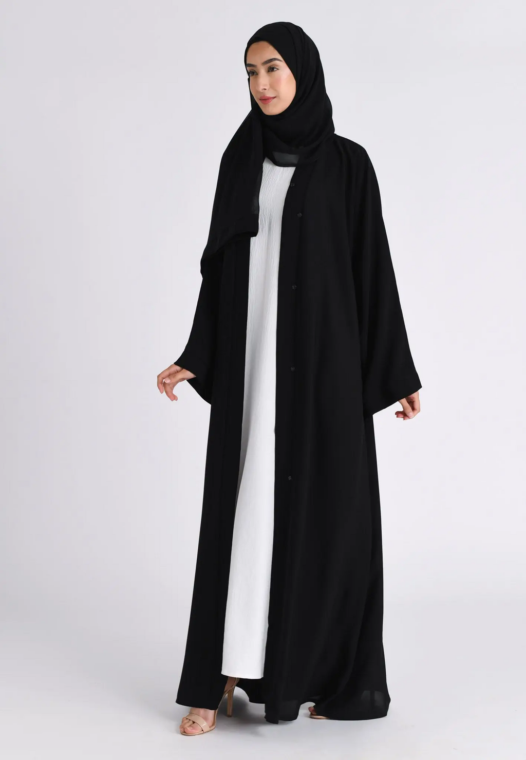 Plain Black Open Abaya (Premium)