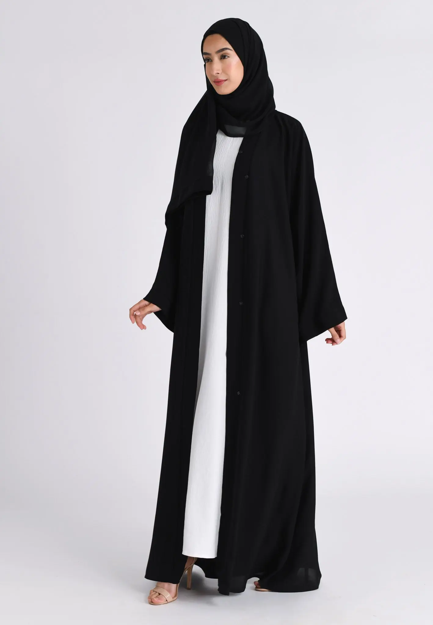 Plain Black Open Abaya (Premium)