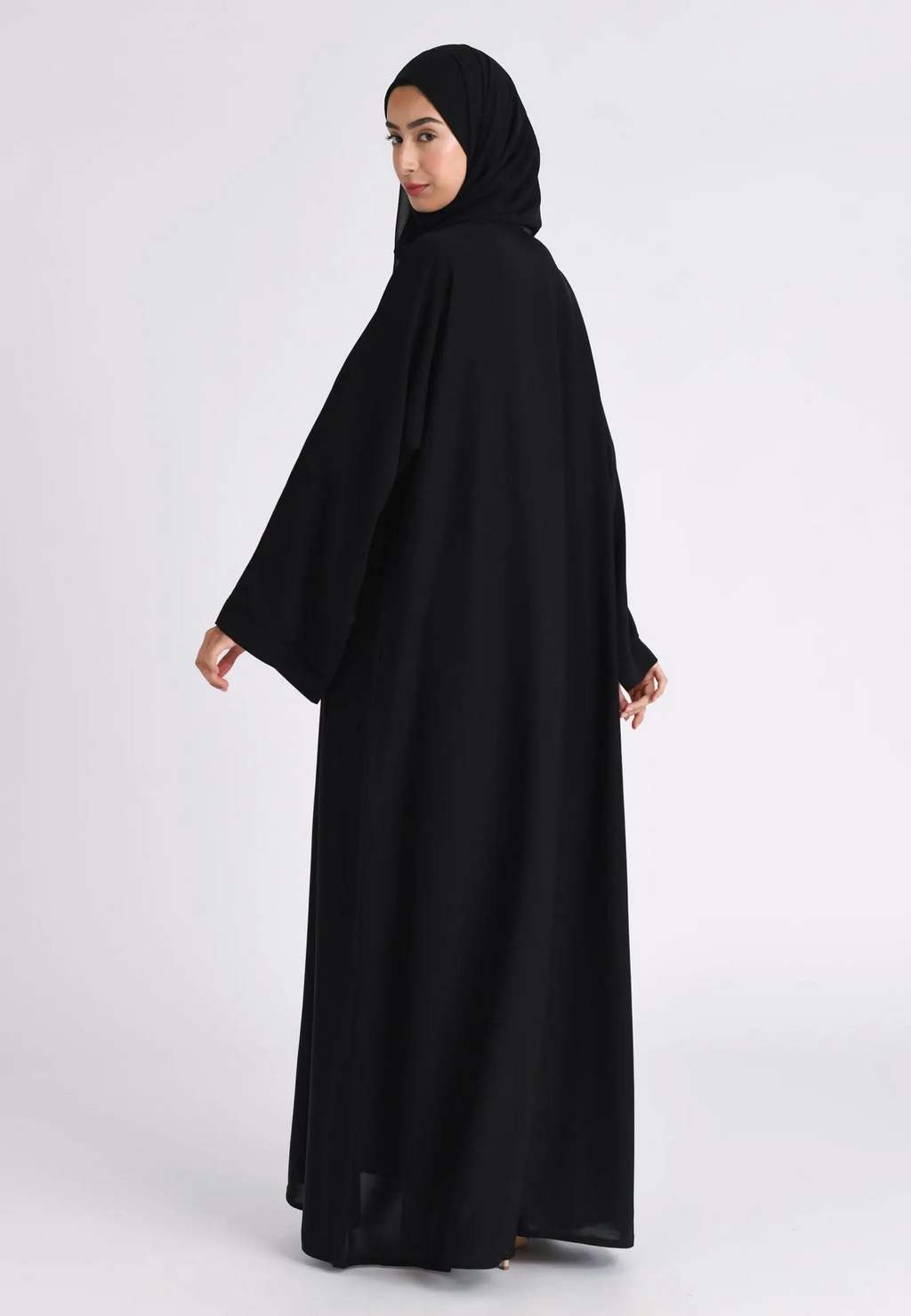 Plain Black Open Abaya (Premium)