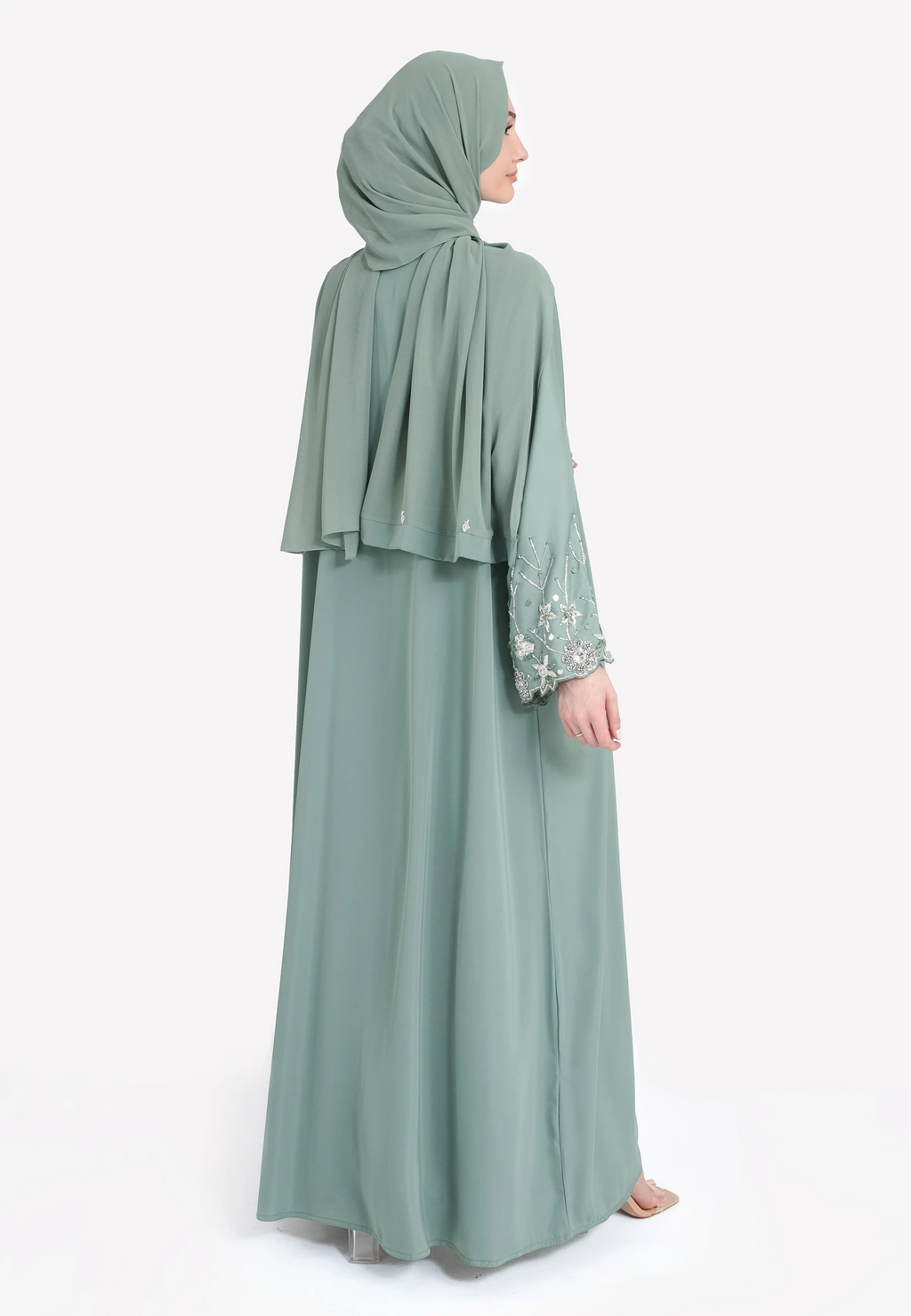 Le Jardin Satin Embellished Open Abaya