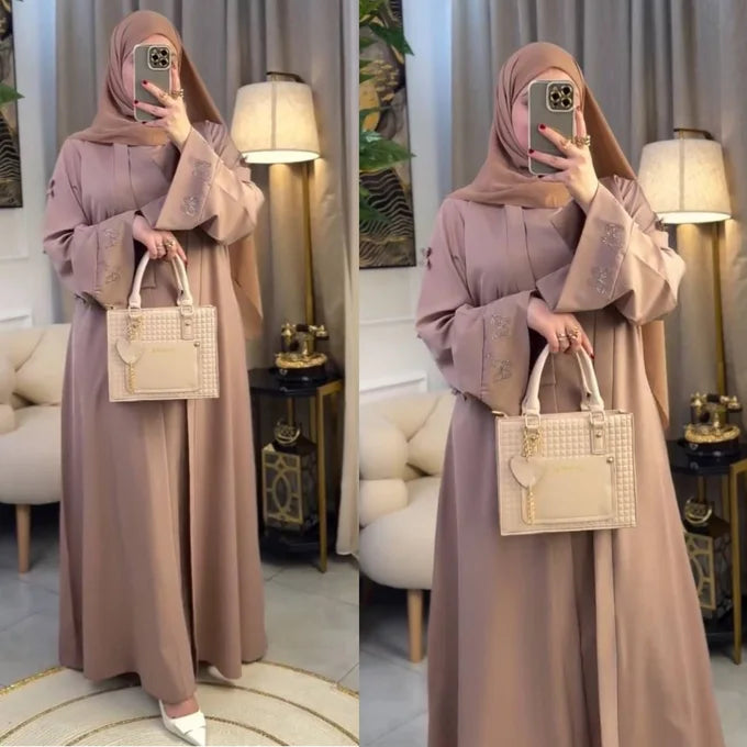 Elegant Premium Crepe Abaya with Embellished Sleeves