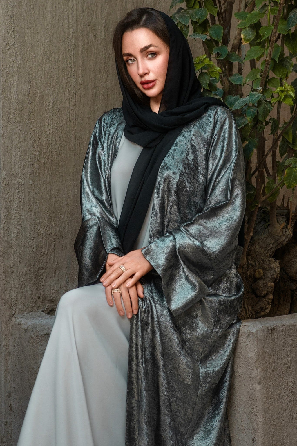 Nour Abaya - Midnight Silver
