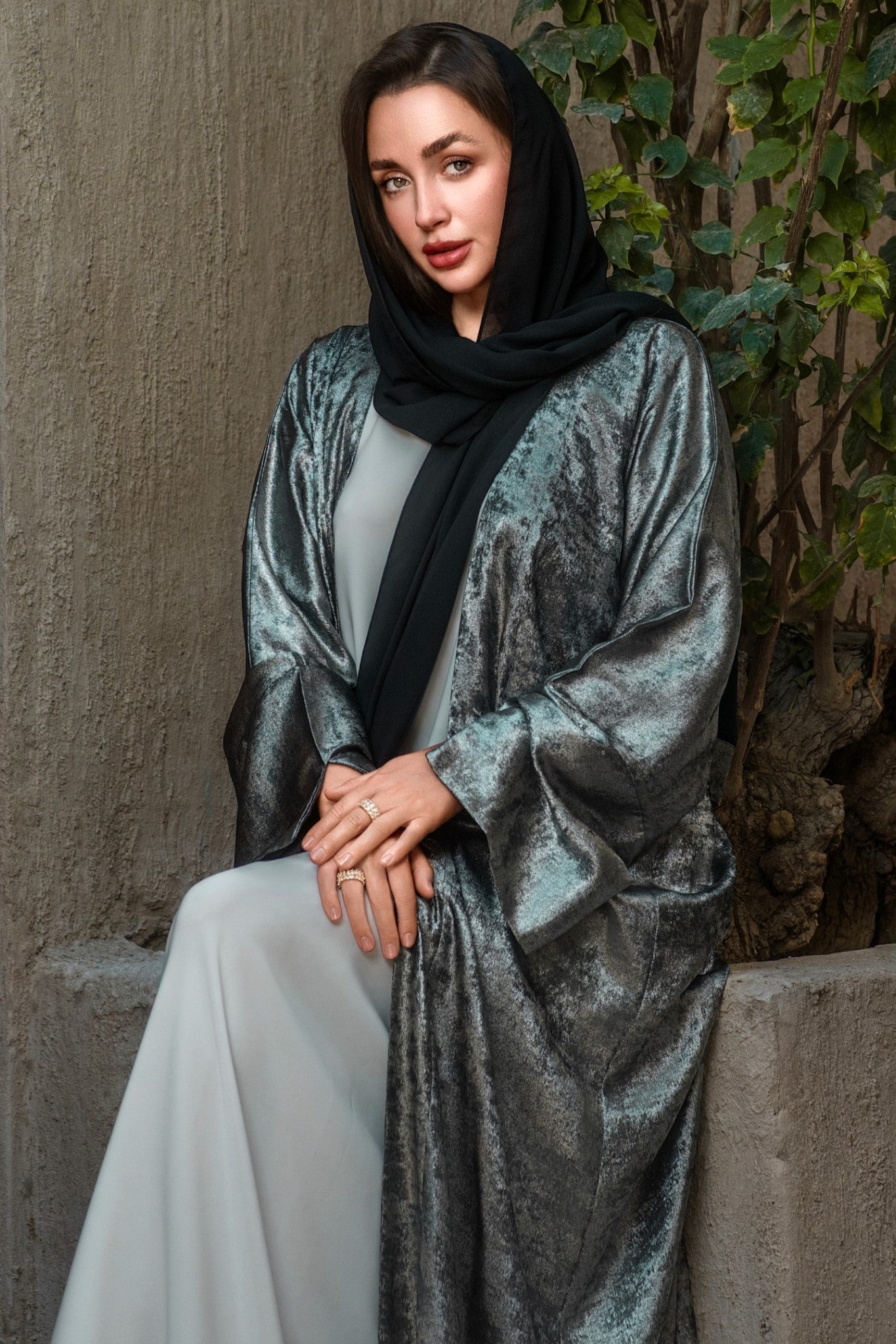Nour Abaya - Midnight Silver