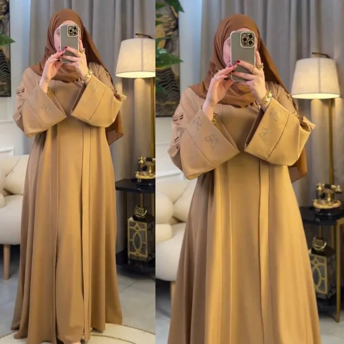 Elegant Premium Crepe Abaya with Embellished Sleeves